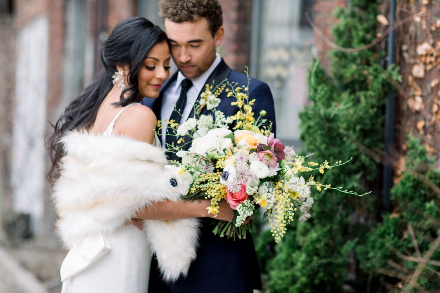 bride and groom shot at botanical inspiration photoshoot