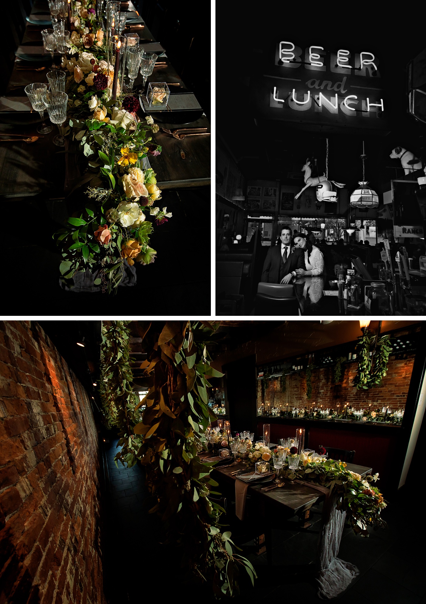 Modern dinner reception at The Black Trumpet in New Hampshire