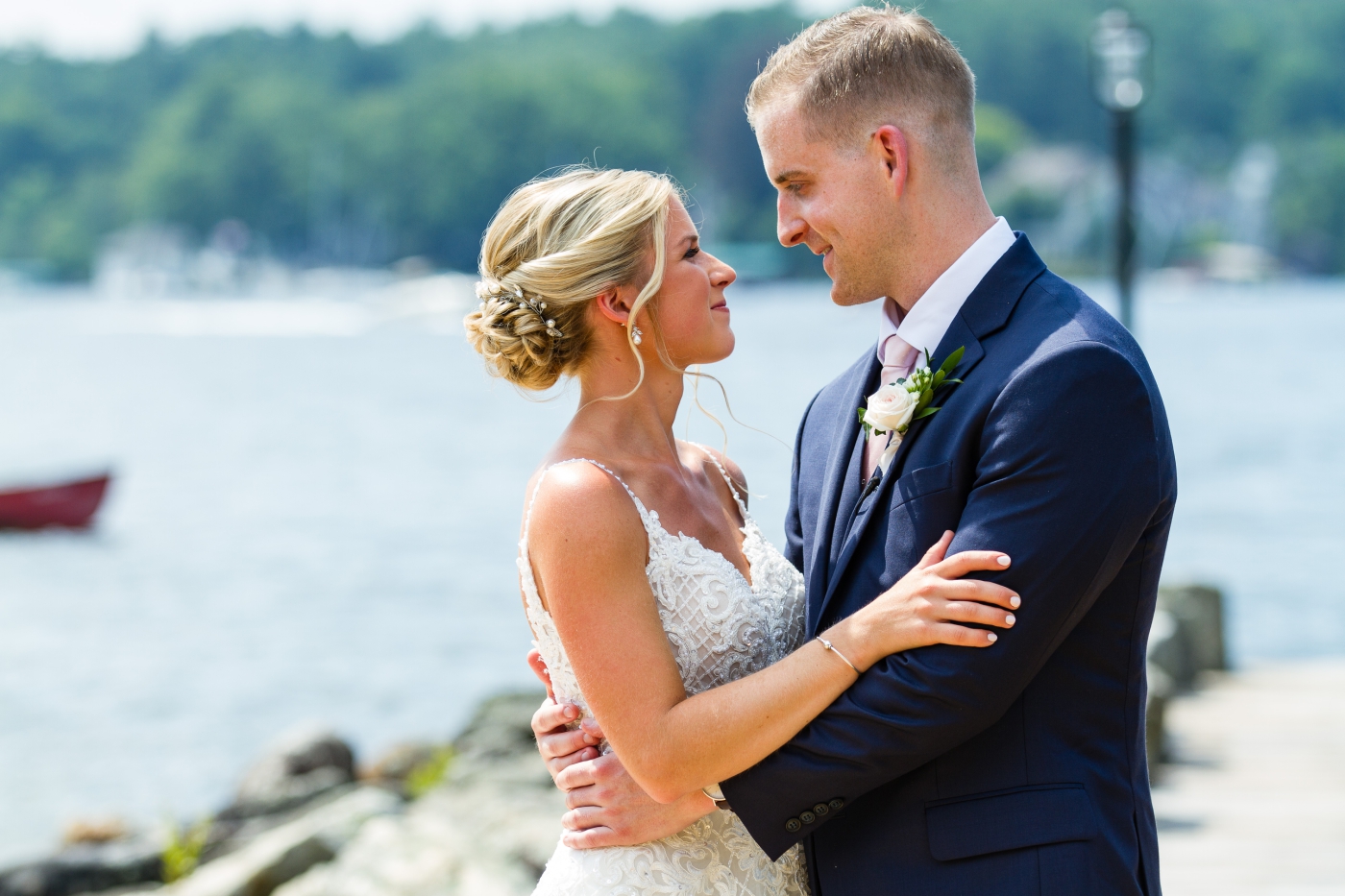 Bride and groom portraits at Brewster Academy