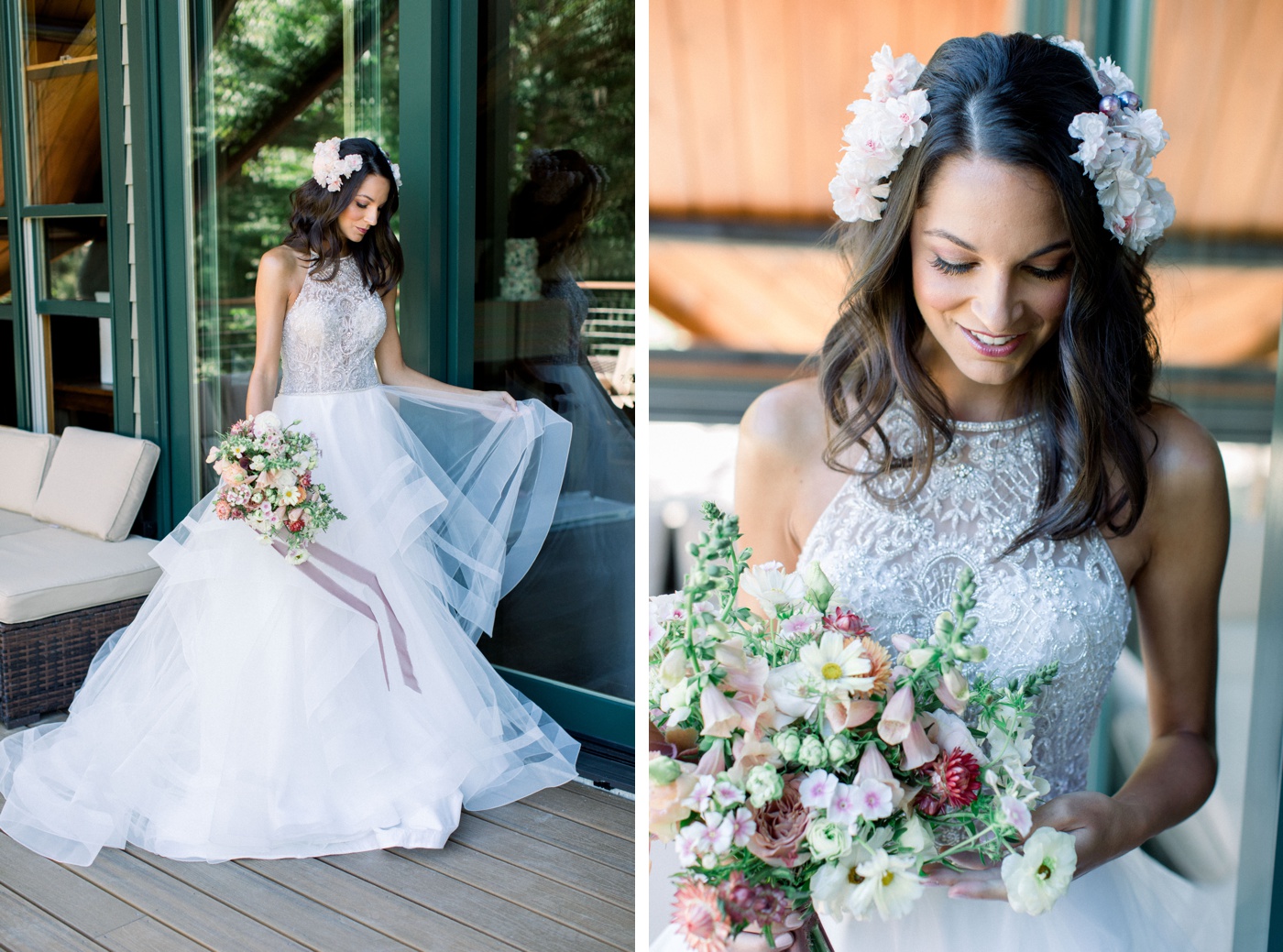 Bride portraits at Lakefalls Lodge in New Hampshire