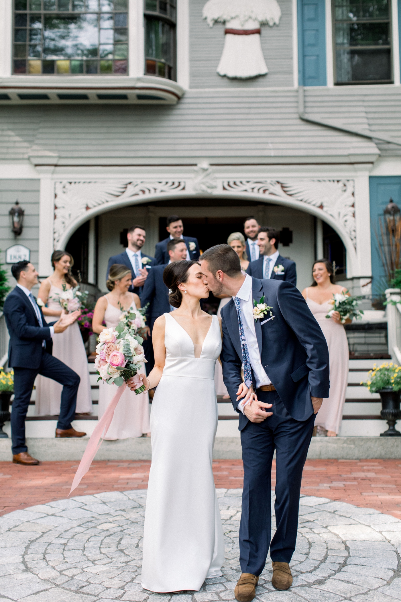 Backyard wedding reception in New England
