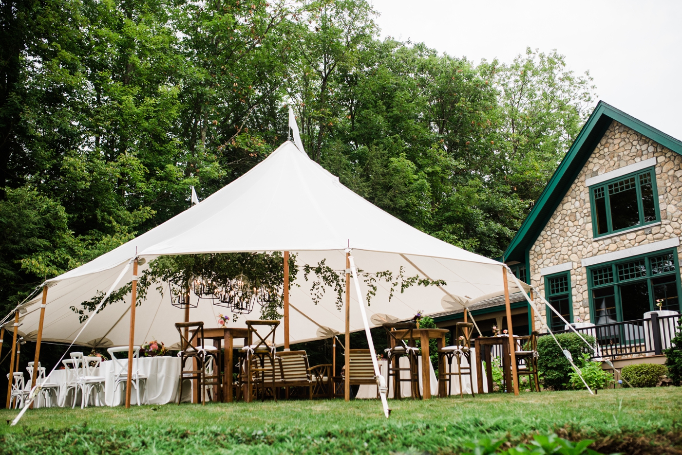 Sailcloth tented wedding on Newfound Lake