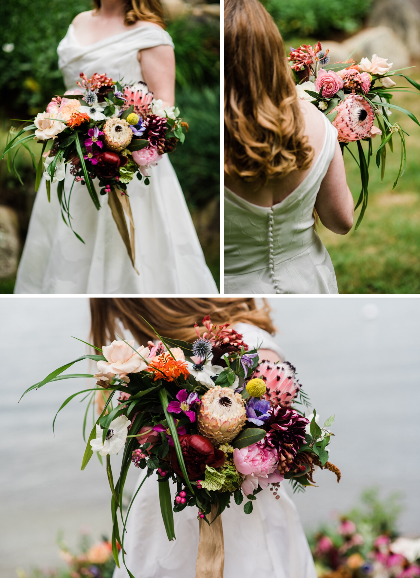 Burgundy and pastel bridal bouquet by Birds of a Flower
