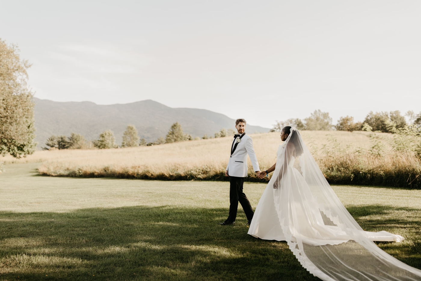 Wedding overlooking the White Mountains in New Hampshire 