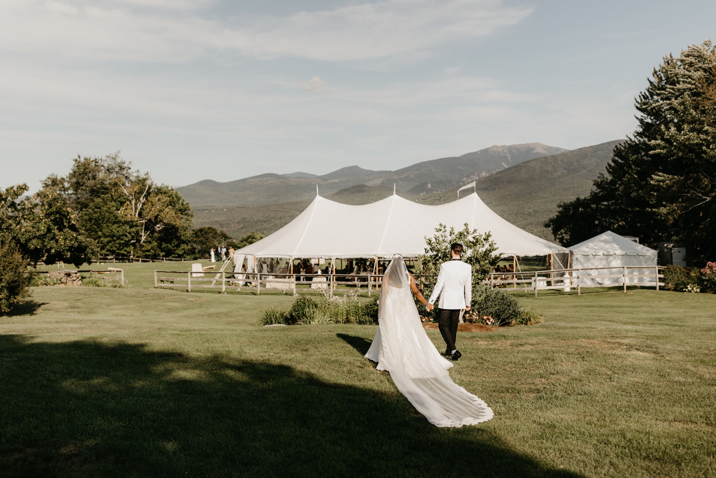 Wedding overlooking the White Mountains in New Hampshire 