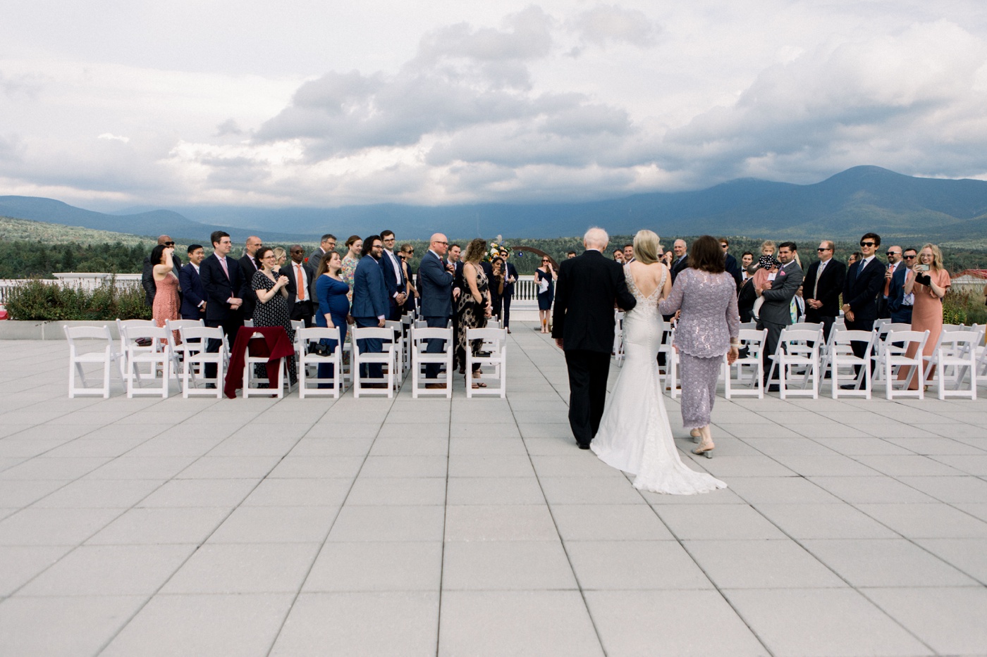 Wedding ceremony overlooking Mount Washington