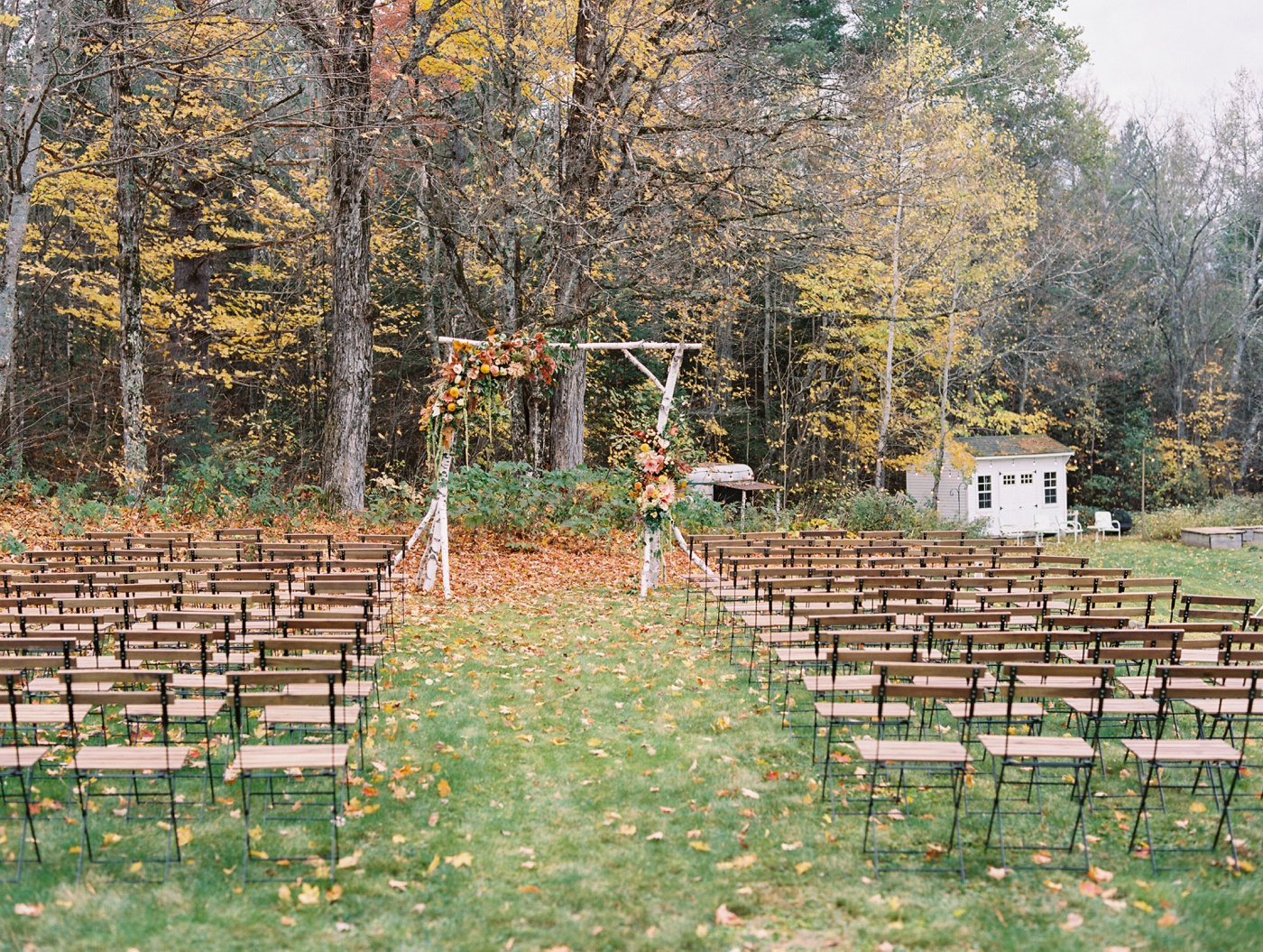 Fall outdoor wedding ceremony at Horse and Hound