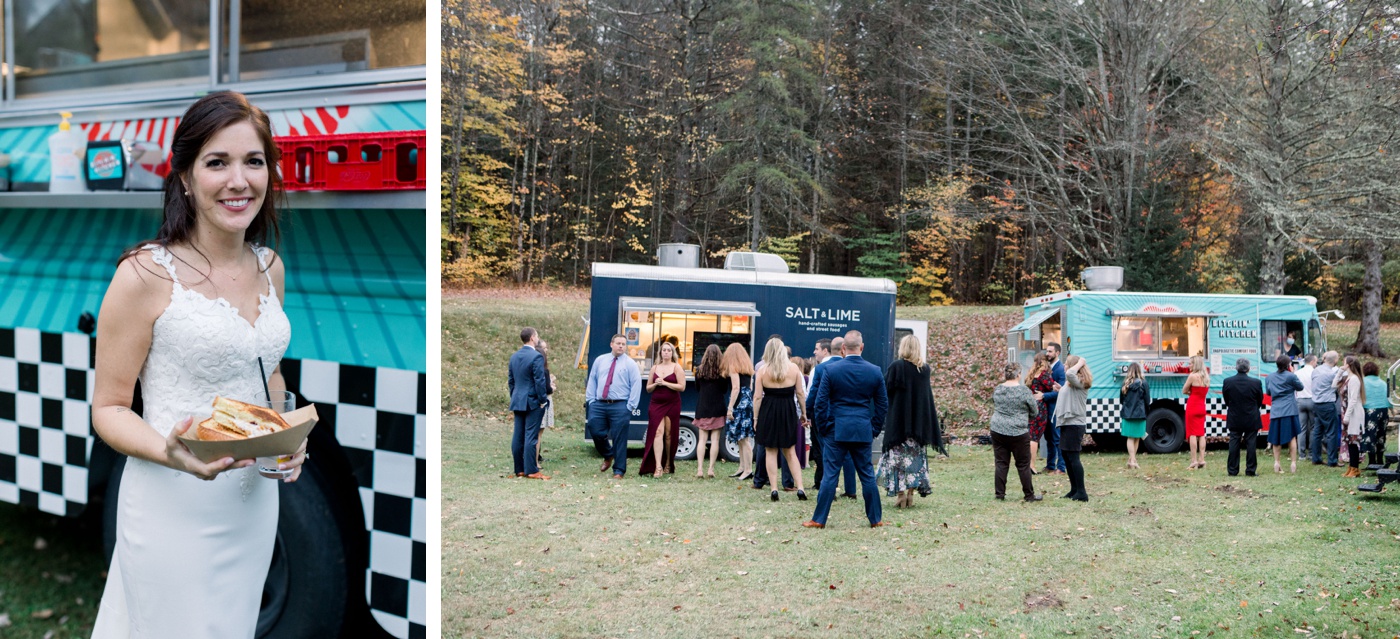 Casual food truck for an outdoor wedding reception