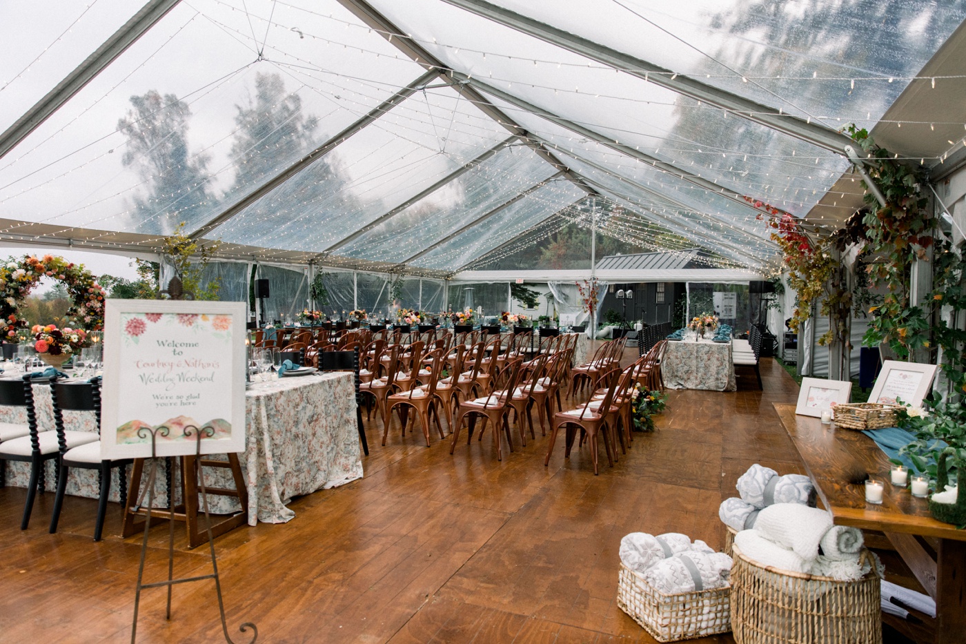 Tented wedding ceremony at Peckett's on Sugar Hill