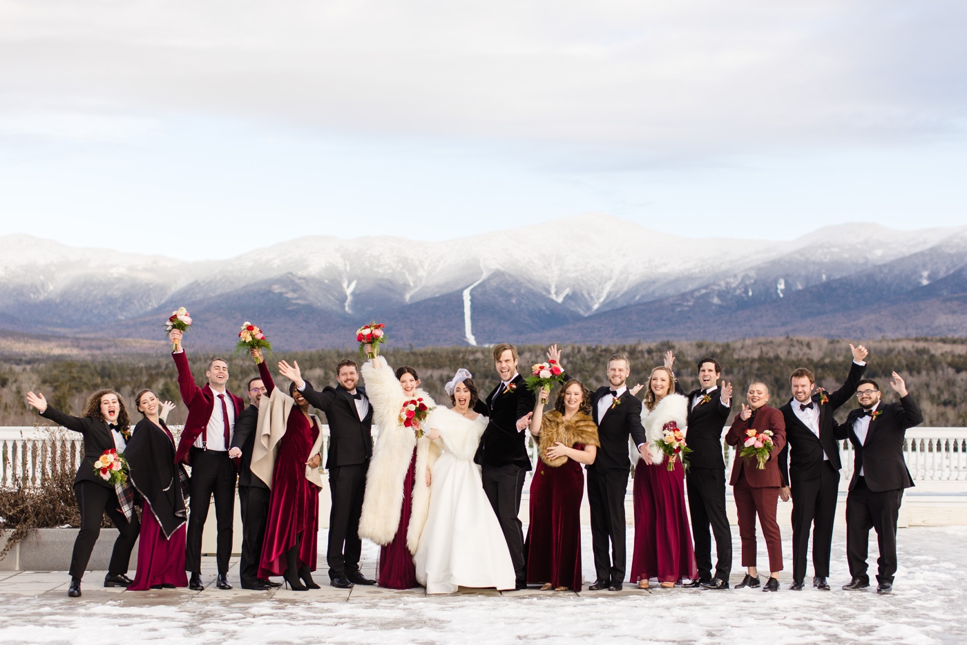 Bridal party portraits at Omni Mount Washington