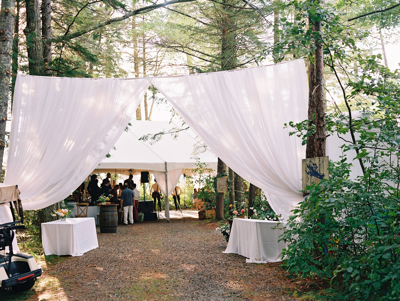 Tented wedding reception overlooking Lake Winnipesaukee