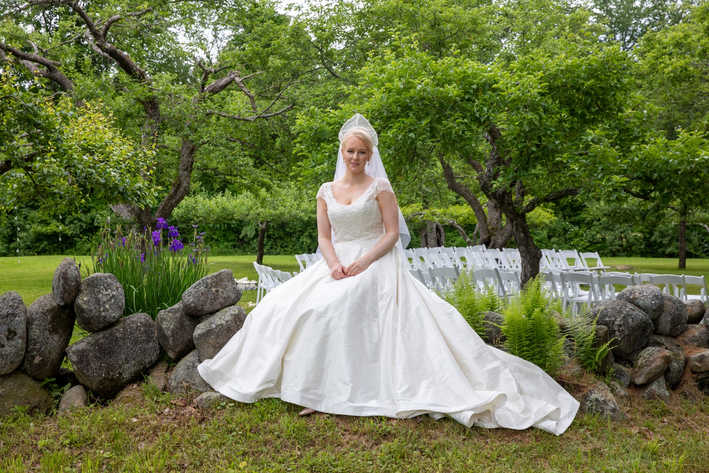 Backyard wedding bridal portraits