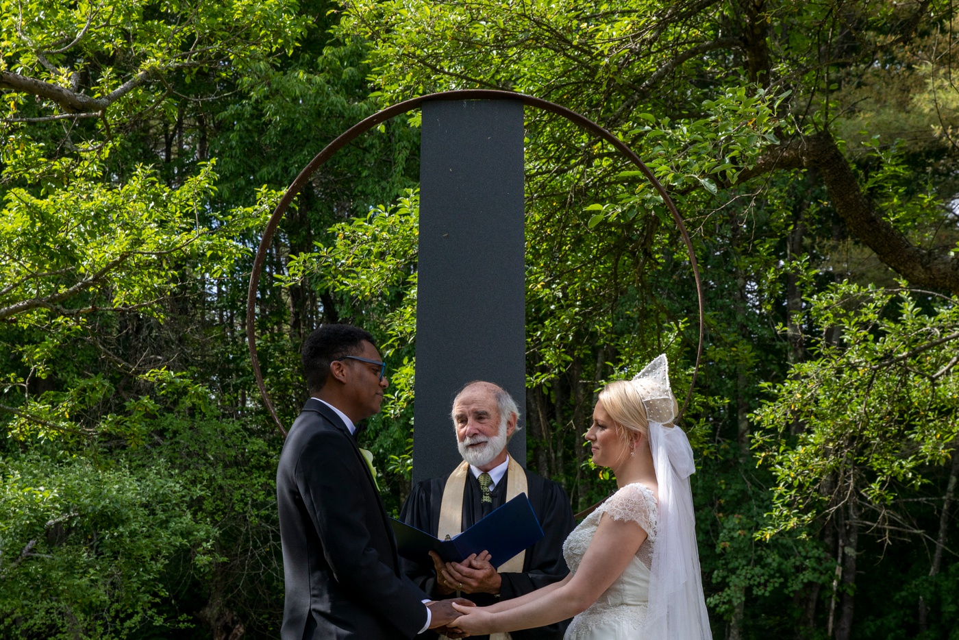 Backyard wedding ceremony in New England