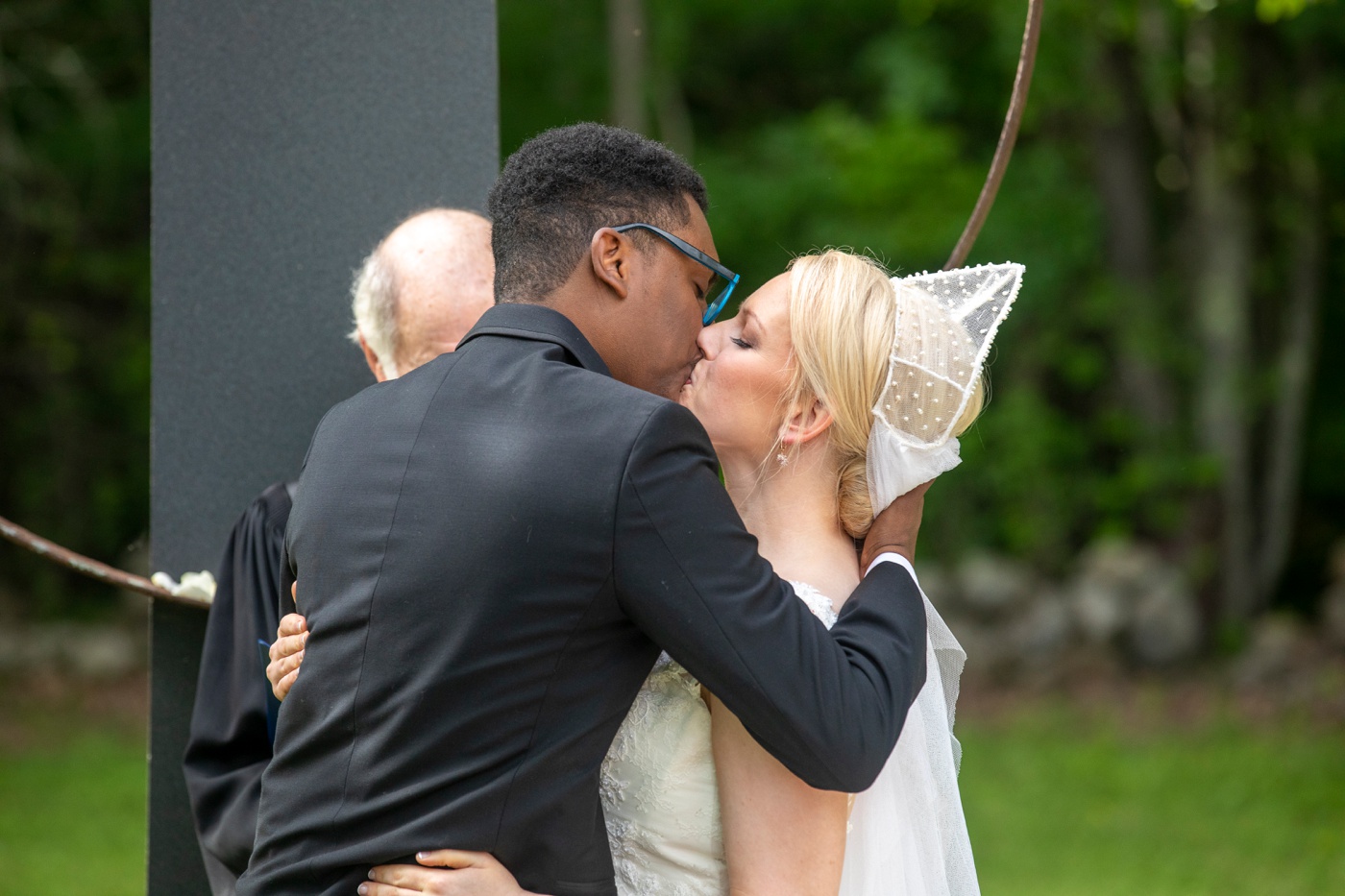 Backyard wedding ceremony in New England