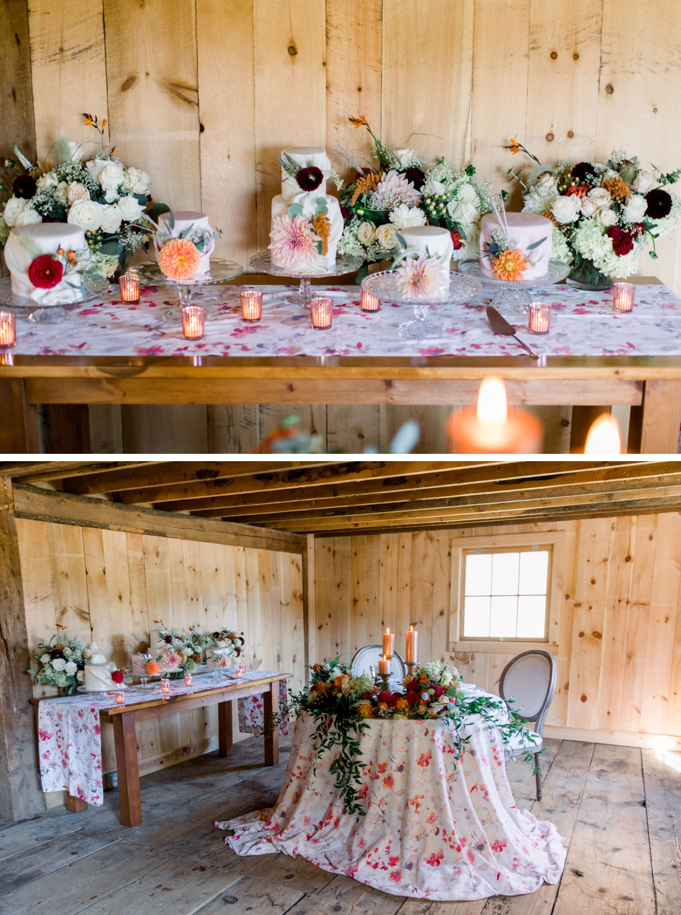 floral wedding reception at Allrose Farm