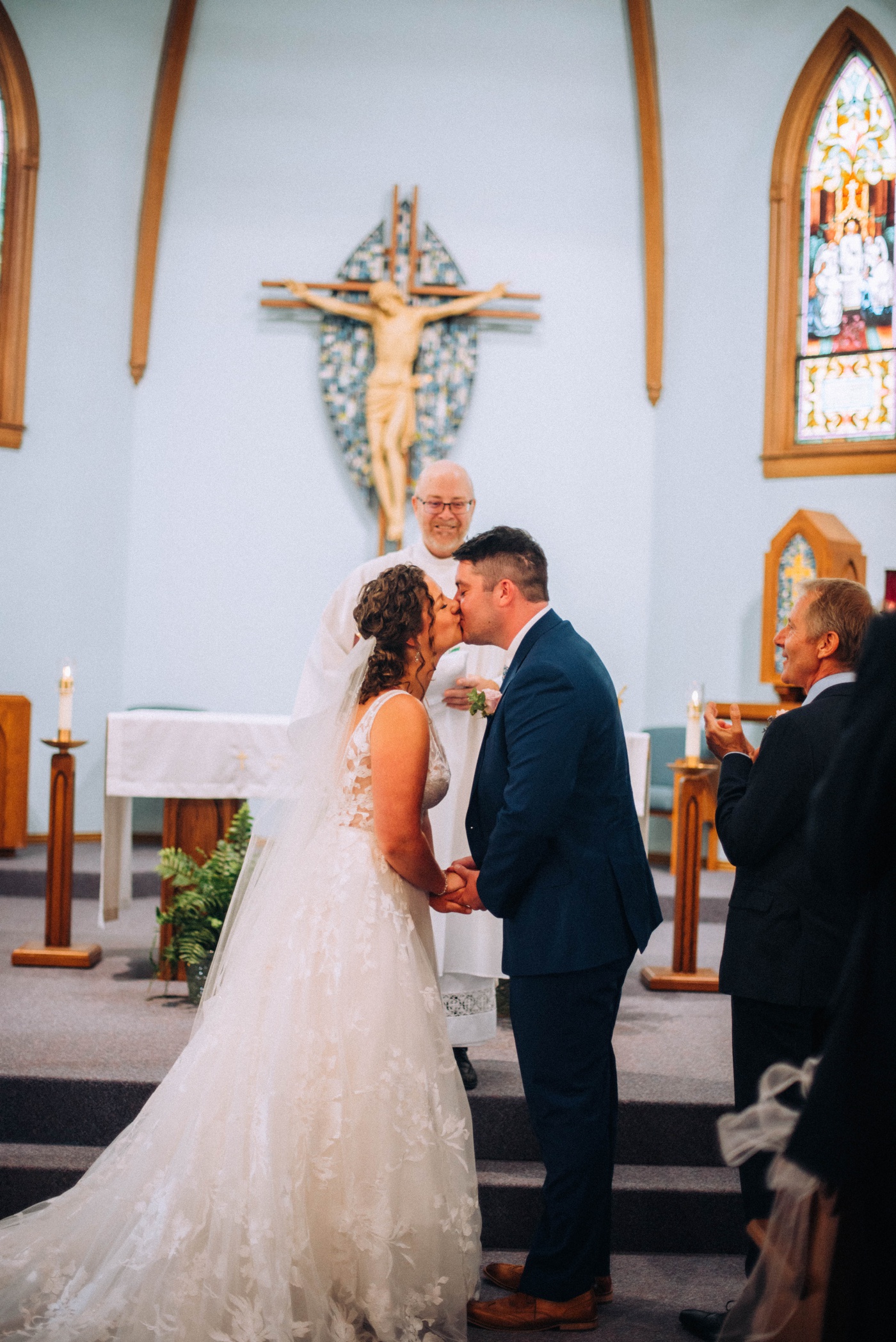 Wedding ceremony at St. Mary Parish in Hillsboro, NH