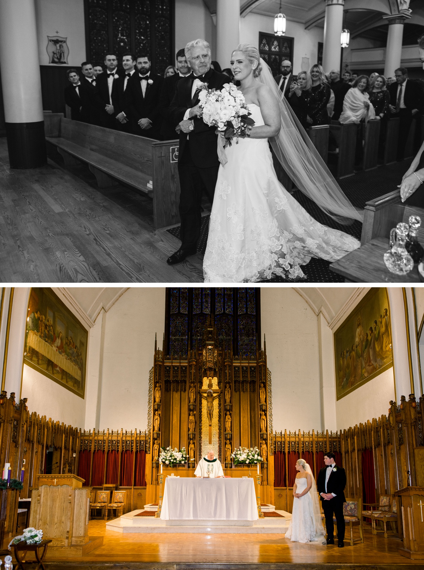 Wedding ceremony at St. Joseph's Catholic Church in Belmont, MA