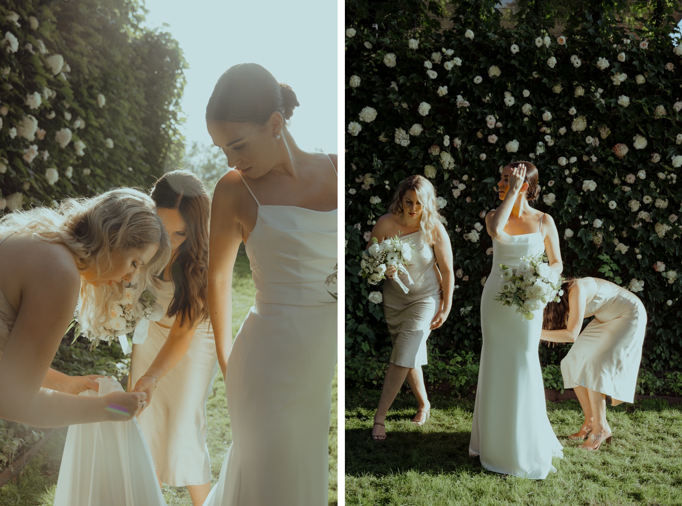 Bridal party portraits at a backyard wedding in Vermont