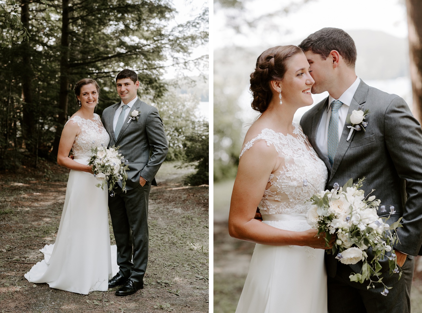 Bridal portraits at a private lake property in New Hampshire