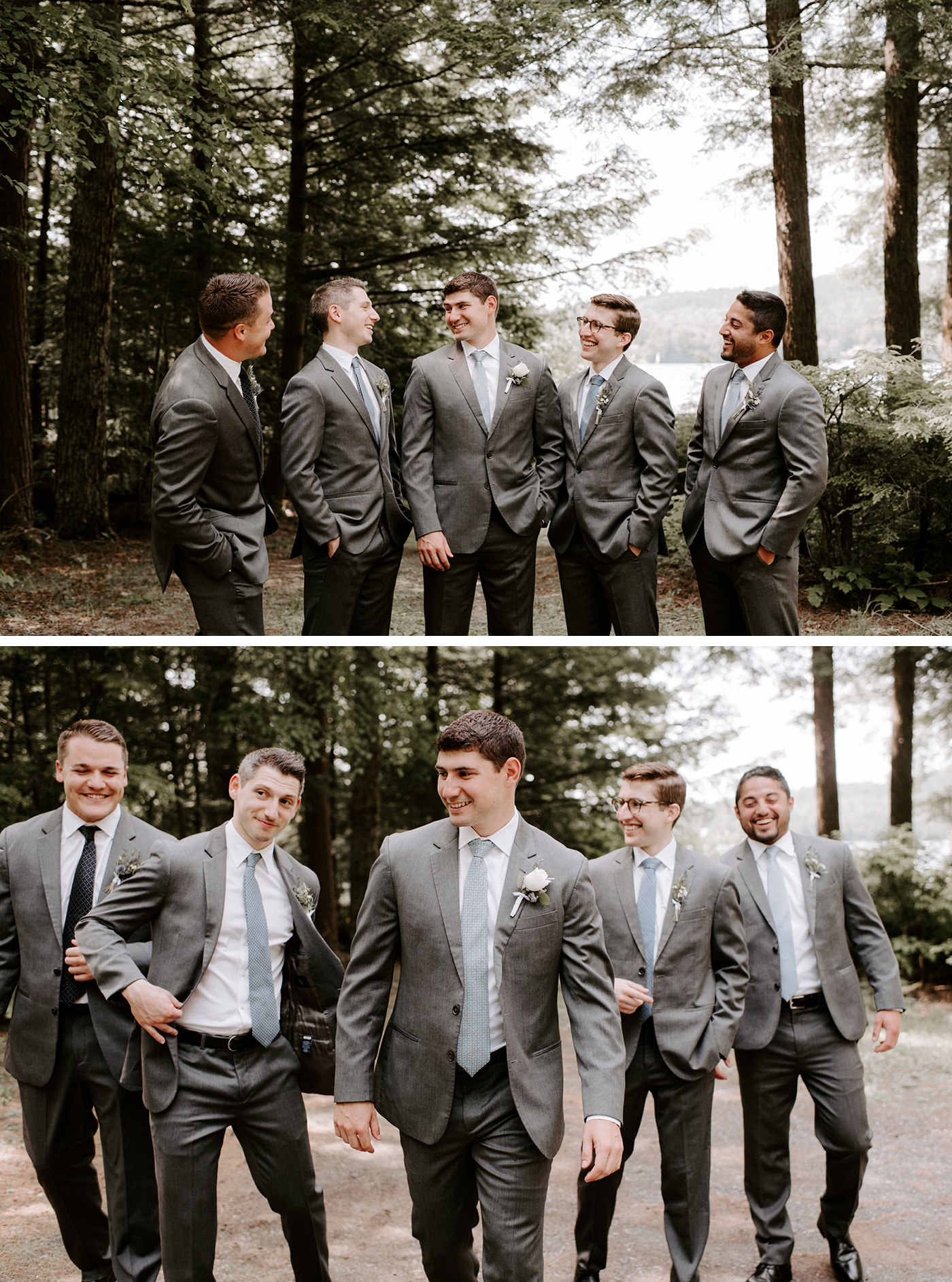 Bridal party portraits at a private lake property in New Hampshire