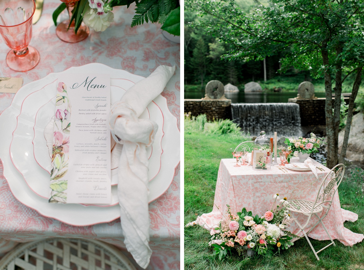 Garden elopement with pink details