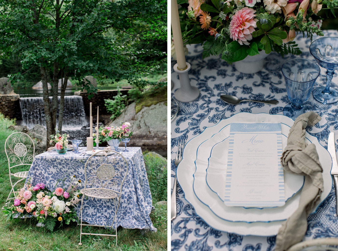 Styled shoot with blue and white details