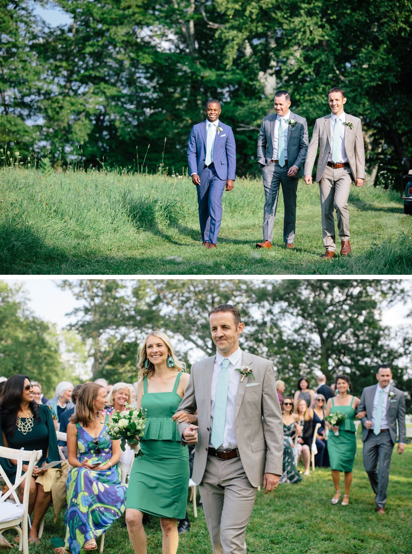 Outdoor wedding ceremony on a family farm in Jaffrey, New Hampshire