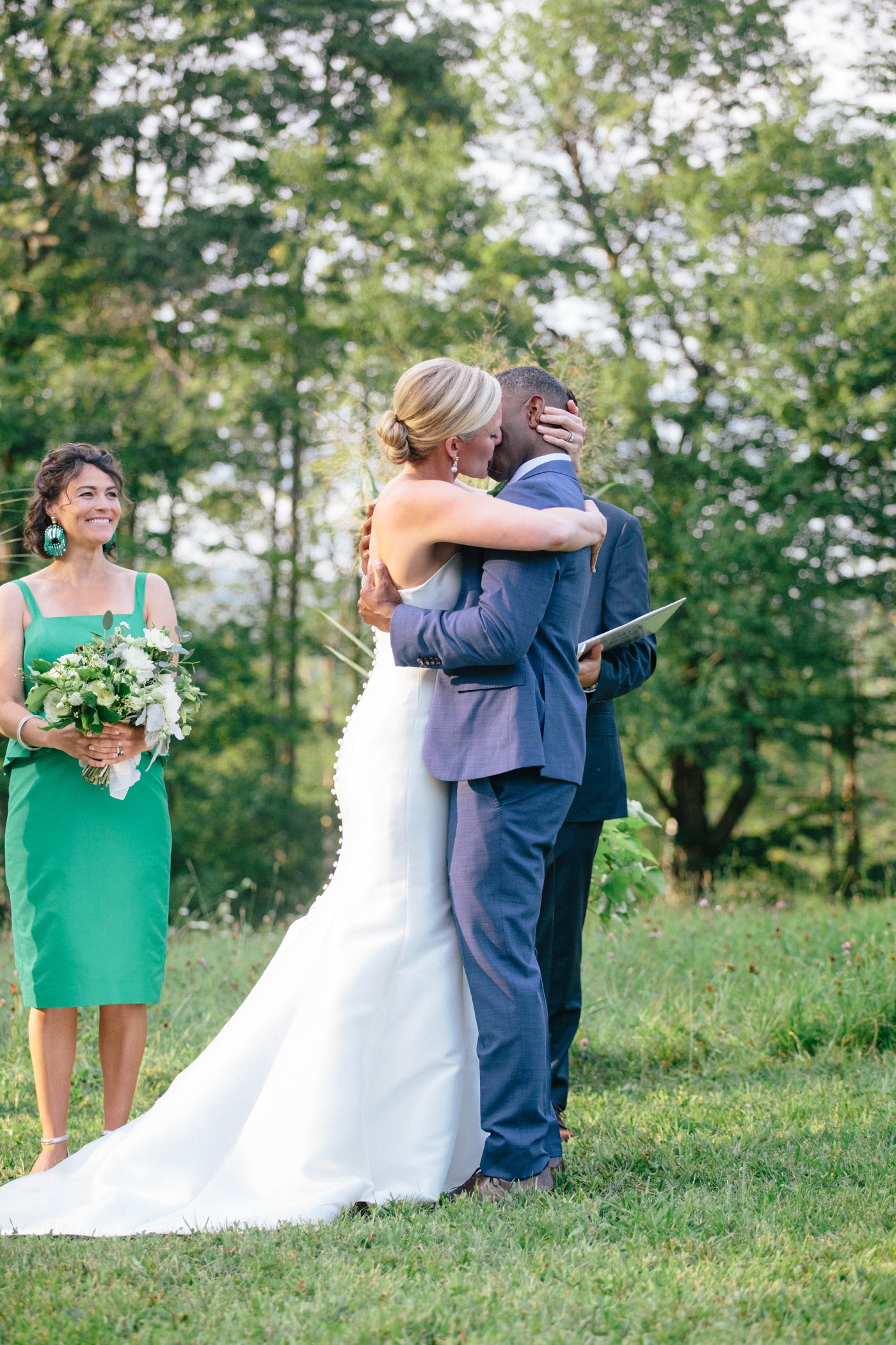 Outdoor wedding ceremony on a family farm in Jaffrey, New Hampshire