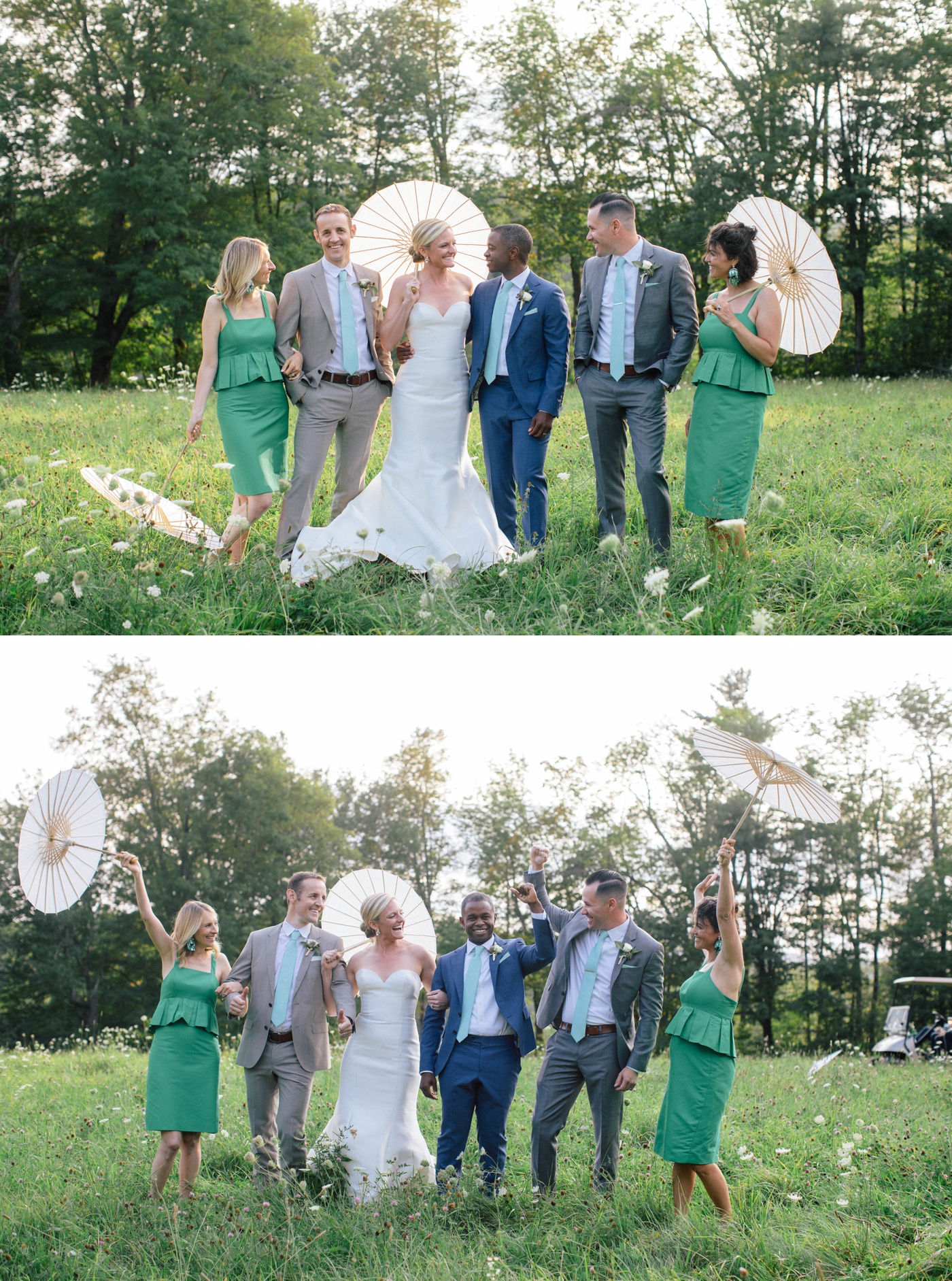 Bridal party portraits on a family farm in New Hampshire