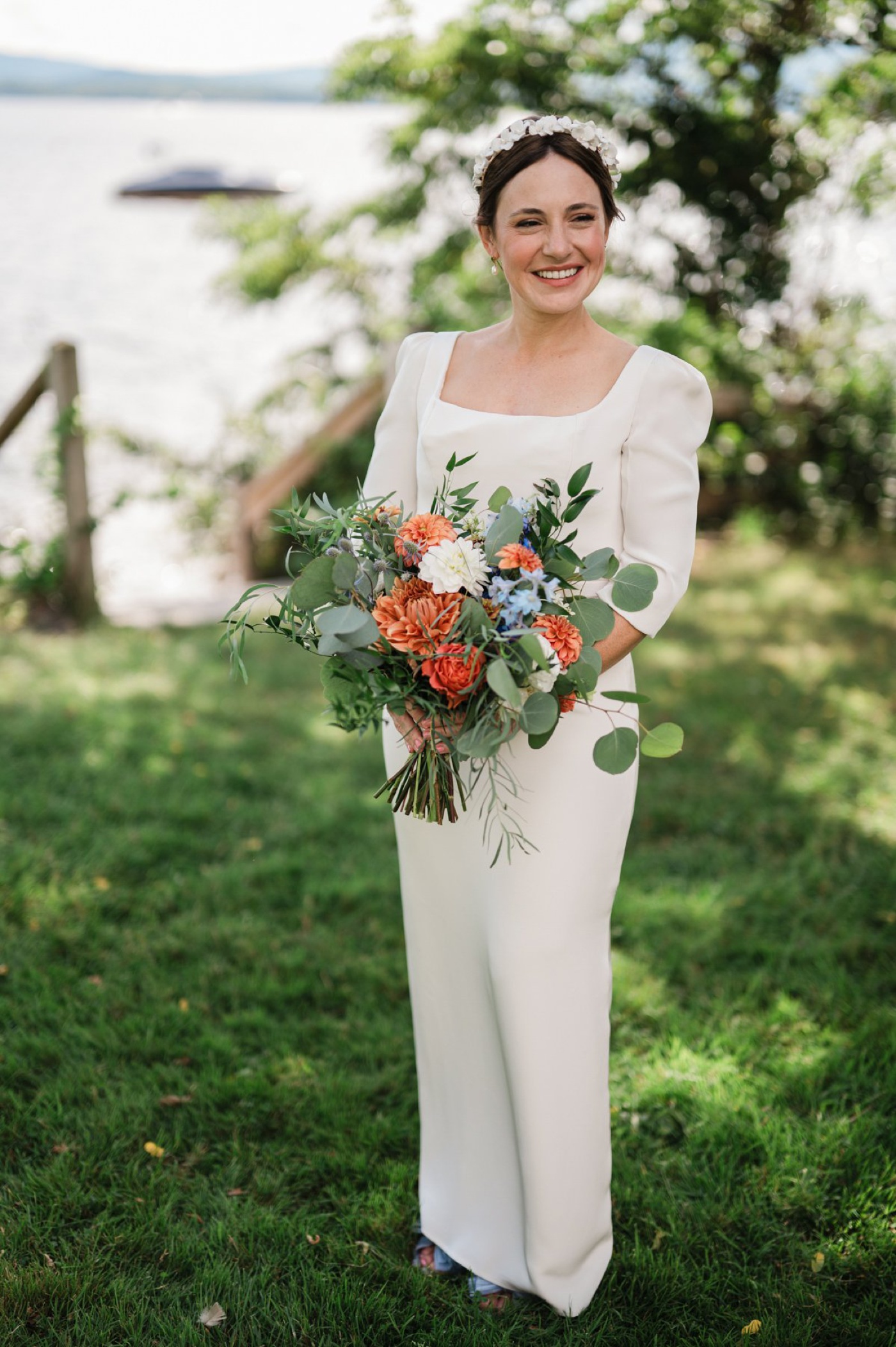 Bridal portraits on the Palazzo Field at Brewster Academy