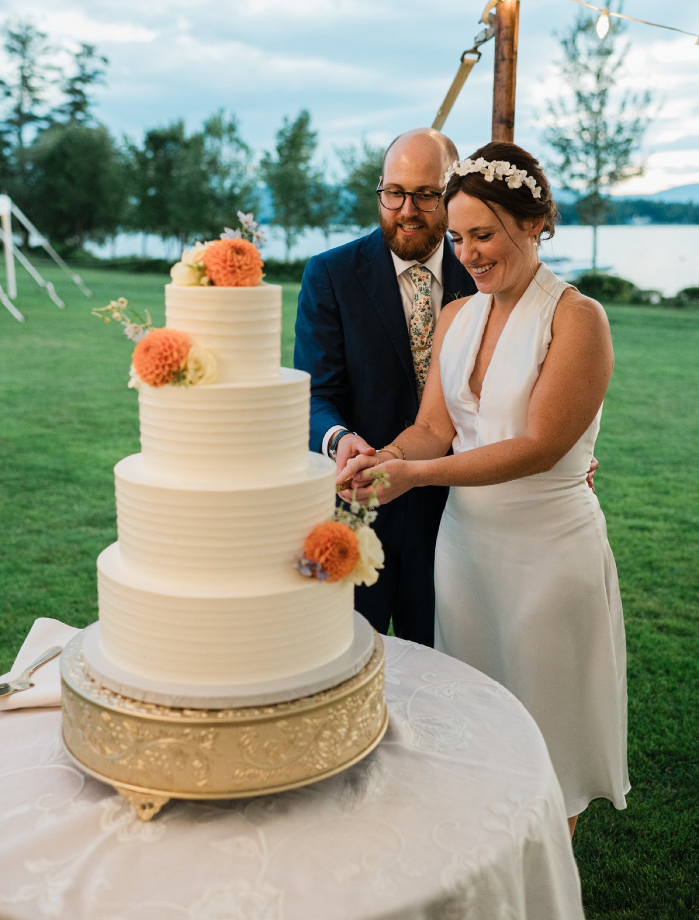 Outdoor tented wedding reception on the Palazzo Field at Brewster Academy